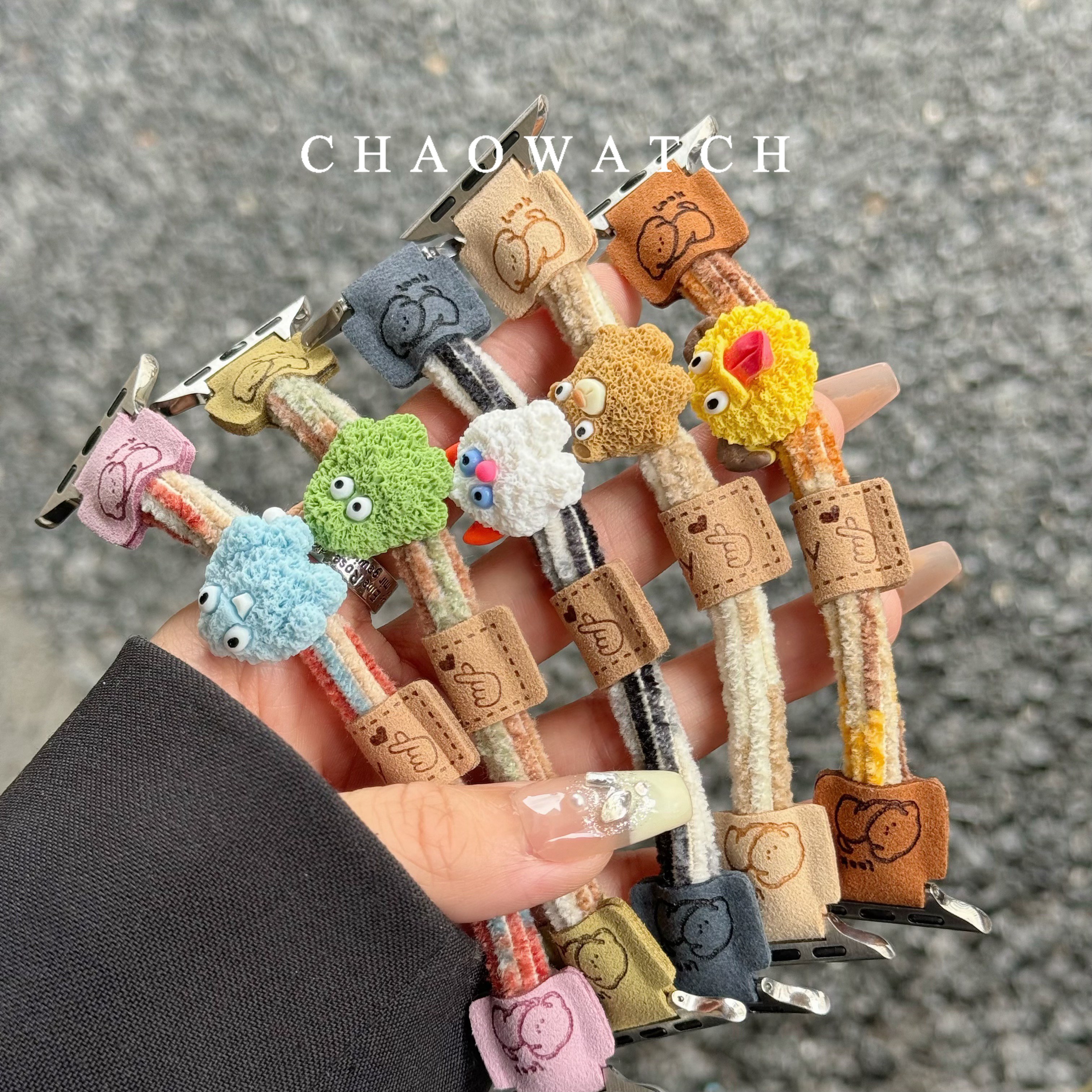 小怪兽灯芯绒发圈适用于苹果手表表带s11代apple女iwatch109876se
