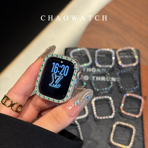 菱形闪钻适用于苹果手表s11保护壳iwatchs987s10代se女款防摔镂空