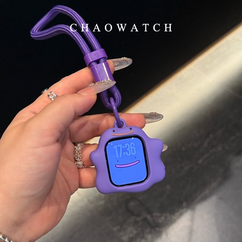 紫色百变怪挂绳式适用于苹果手表s11保护壳iwatchs987s10代se软套