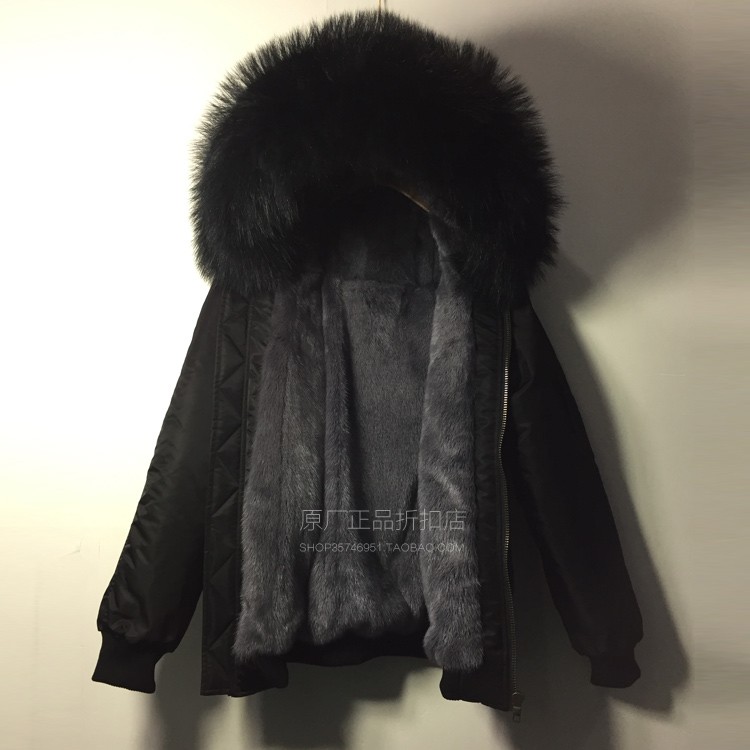 水貂毛皮草大毛领棒球服防水短款
