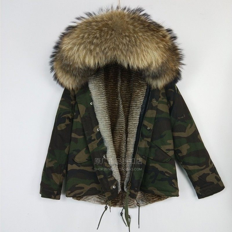 Meifng男士大码棉服短款迷彩派克服貉子大毛领加厚绒毛皮草外套潮,男装,棉衣,淘宝优惠券,粉丝福利购,淘宝优惠卷