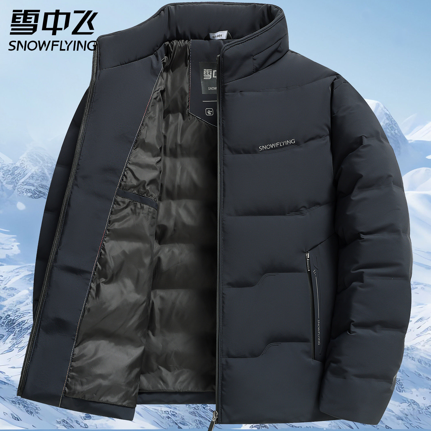 雪中飞男短款立领加厚保暖羽绒服