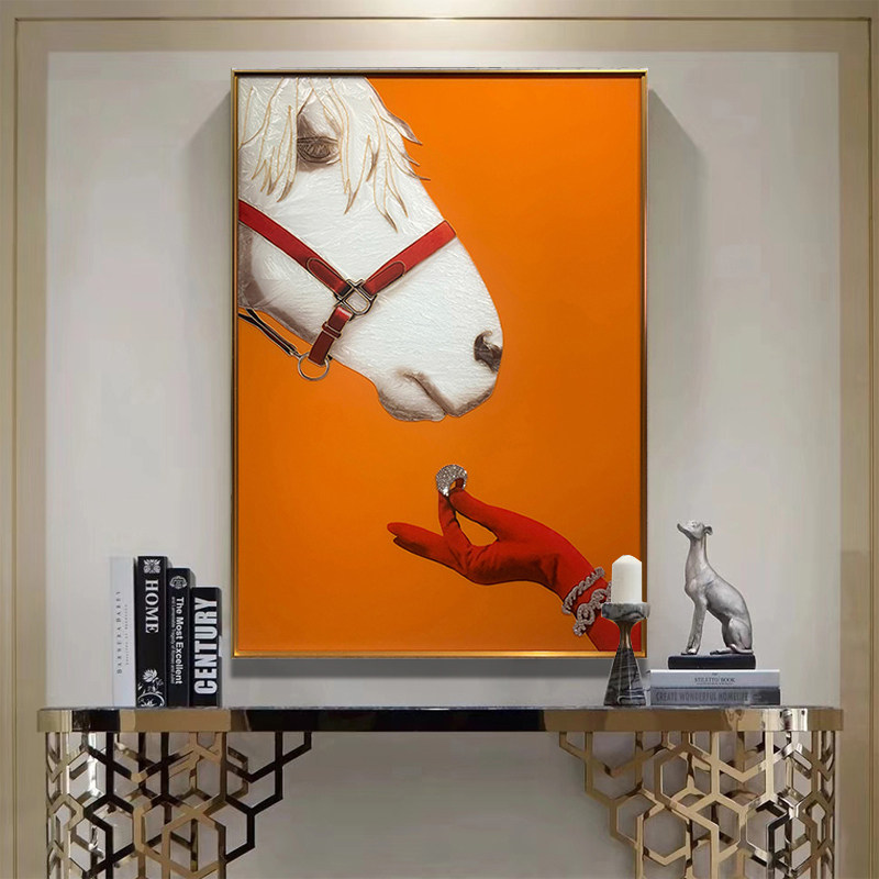 手工掐丝琉璃珐琅彩画现代轻奢玄关画装饰画客厅走廊过道竖版挂画