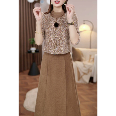 配大衣长袖加厚连衣裙女