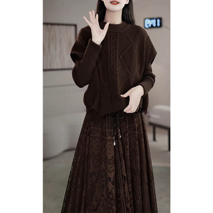 加厚两件套连衣裙女2026年春秋新款气质妈妈时尚针织毛衣套装裙子