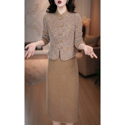 气质国风长袖连衣裙女