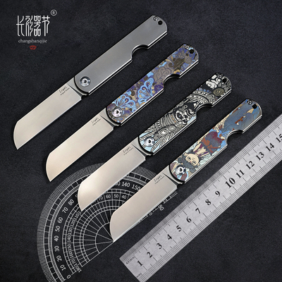 长衫器节M390童年铅笔刀神钢刃粉末钢高防锈小刀原创钛合金雕刻柄