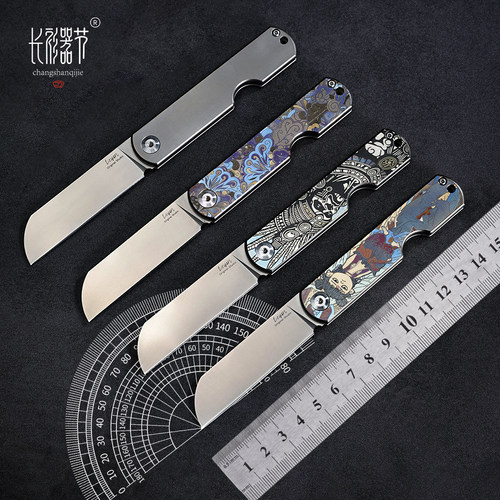 长衫器节M390铅笔刀奥地利博乐神钢小刀原创繁花钛柄随身快递小刀