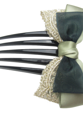 853丽龙湾手工蝴蝶结发饰头饰 清新蕾丝五齿头梳发梳 插梳 刘海梳