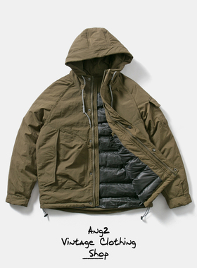Ang2 Stu 压胶填充90绒 日系复古轻户外男工装机能连帽羽绒服外套