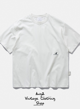 Ang2 Stu 别致小绣标 320g纯棉 日系复古简约印花宽松圆领短袖T恤