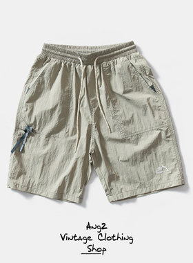 Ang2 Stu 刺绣小标 明线点缀 松紧腰抽绳宽松直筒工装休闲短裤男