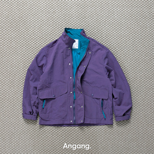 日系复古宽松外套工装 多口袋防泼撞色尼龙立领夹克男女 Stu Ang2