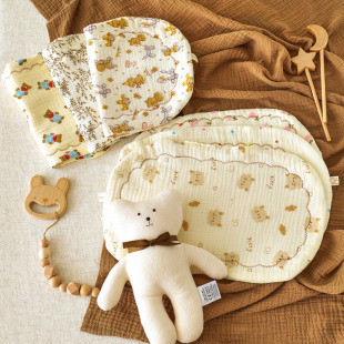 婴儿云片枕纯棉纱布0到1岁新生儿吸汗透气枕头宝宝枕巾垫夏季平枕