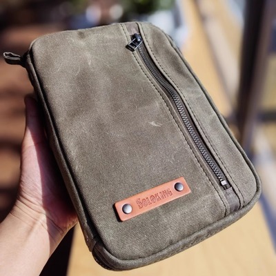 纯手工帆布收纳包拉链A5活页记事本手账笔记本钱包大容量赠送内页