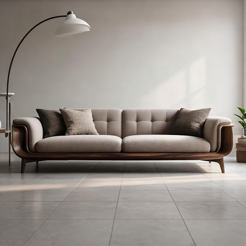 新中式白蜡木沙发现代客厅布艺实木沙发家具冬夏两用简约木质沙发