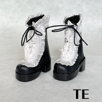 【TE BJD】4分BJD靴子1/4MSD洛丽塔风娃娃 公主鞋子 黑靴白蕾丝