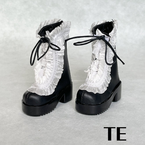 【TE BJD】4分BJD靴子1/4MSD洛丽塔风娃娃 公主鞋子 黑靴白蕾丝