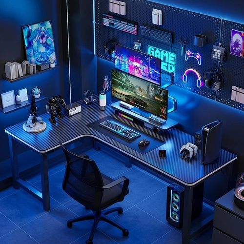 转角电竞桌电脑桌台式家用双人书桌书架一体桌卧室拐角桌子办公桌