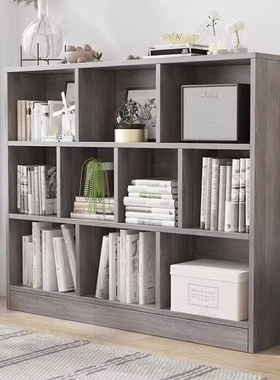 书架置物架落地家用网红小书柜一体靠墙客厅简易分层收纳储物柜子