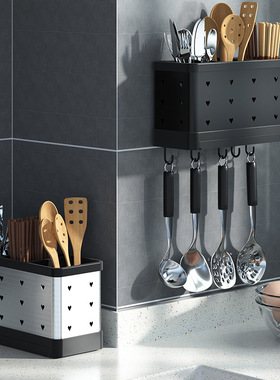 厨房筷子置物架家用不锈钢餐具勺子用品沥水收纳架子壁挂式收纳盒