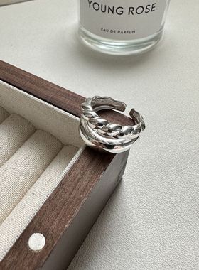 S925纯银韩版小众设计麻花牛角