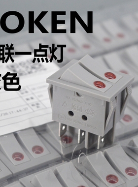 SOKEN 综研电气 船形开关 电油汀开关 RK1-23 双联一点灯灰色