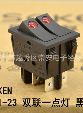SOKEN 综研电气 船形开关 电油汀开关 RK1-23 PK1-23 双联 一点灯