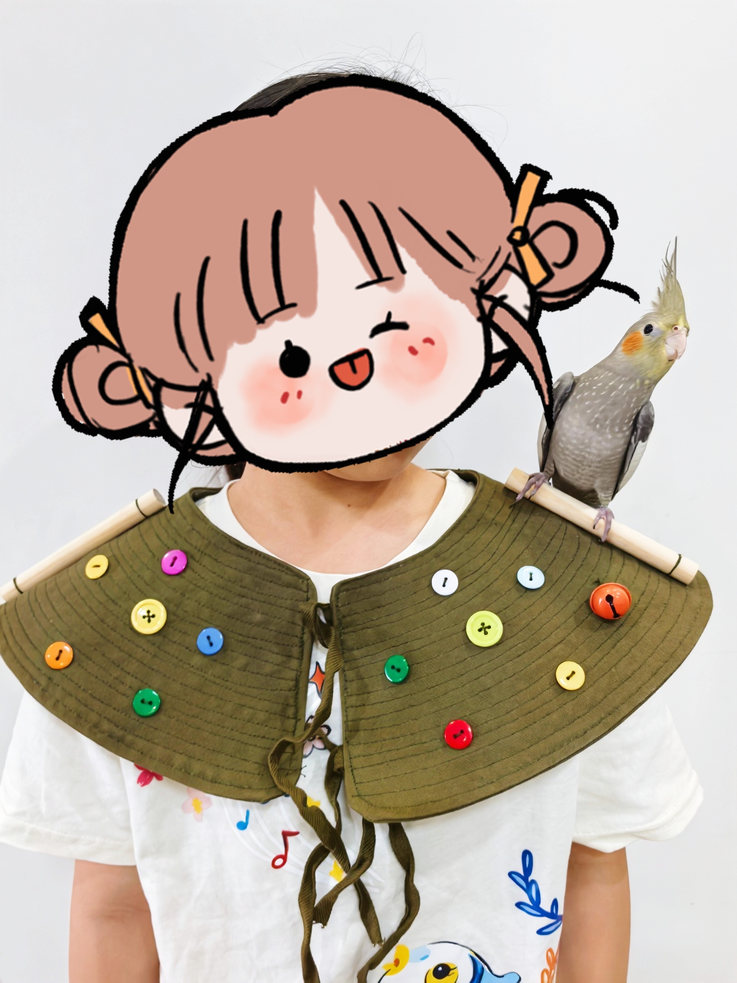 【现货成品】鹦鹉防护披肩防抓咬互动耐磨耐脏屎兜训练鸟站杆款