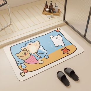 硅藻泥地垫卡通萌趣吸水速干脚垫家用耐磨防滑浴室易打理地垫