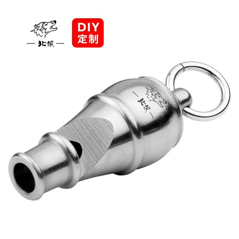 北狼户外求生口哨钛合金属EDC工具哨子高音无核埙哨挂件银色/0646