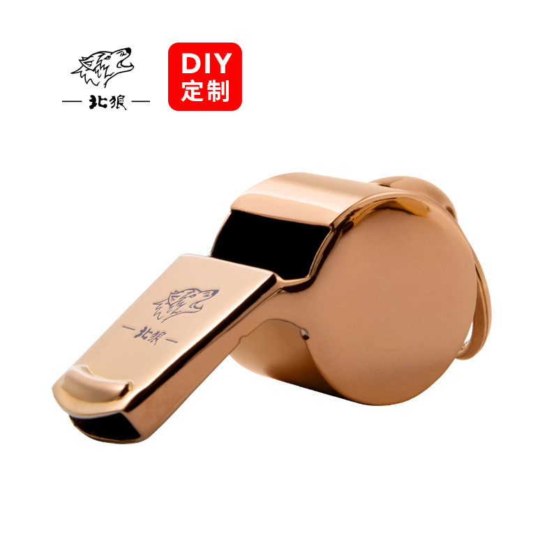 北狼户外纯铜求生口哨镀玫瑰金超大音量工程训练指挥专用哨子/066