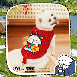 泰迪小狗过年喜庆衣服冬装宠物服装狗狗新年衣服秋冬比熊狗狗马甲