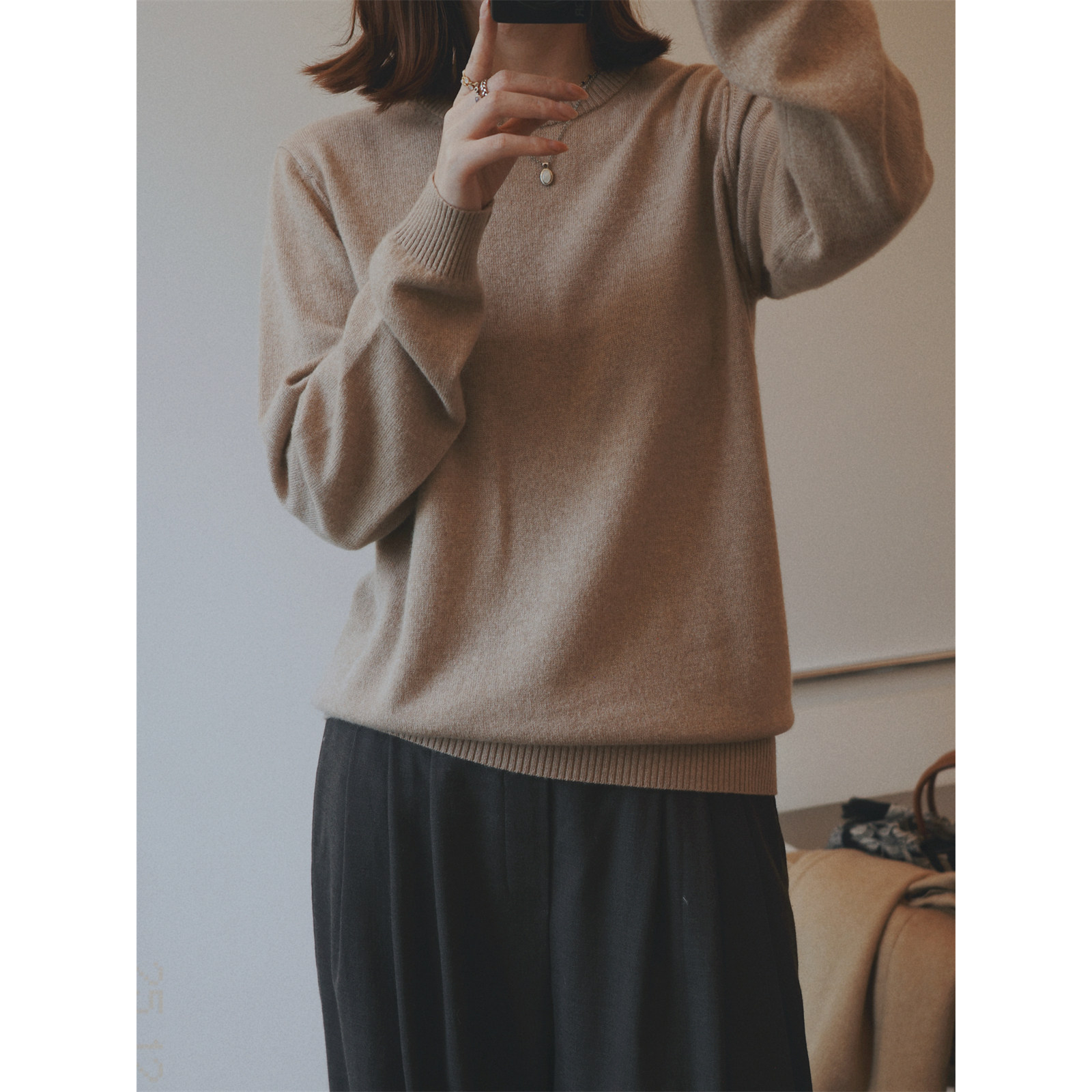 btbstudio 25AW 丹麦aia Leonardo中性纯羊绒宽松圆领套头毛衫