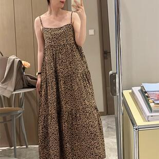 btbstudio 复古氛围感有机棉小碎花吊带层叠长裙