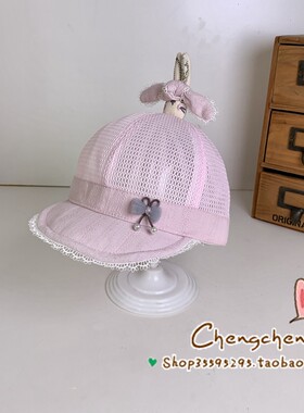 包邮伊莱茂盛夏季新款女宝宝婴儿童立体小兔网眼带鸭舌遮阳凉帽子