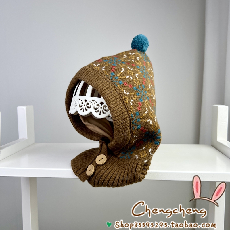 洋气百搭双层文艺围脖一体帽子