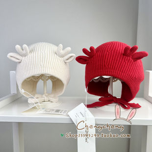 包邮贺儿秋冬新男女宝宝婴儿童单层毛线柔软神兽苍龙护耳毛线帽子