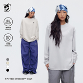 US联邦街牌科技速干长袖 秋冬透气面料宽松街舞嘻哈纯色休闲打底衫