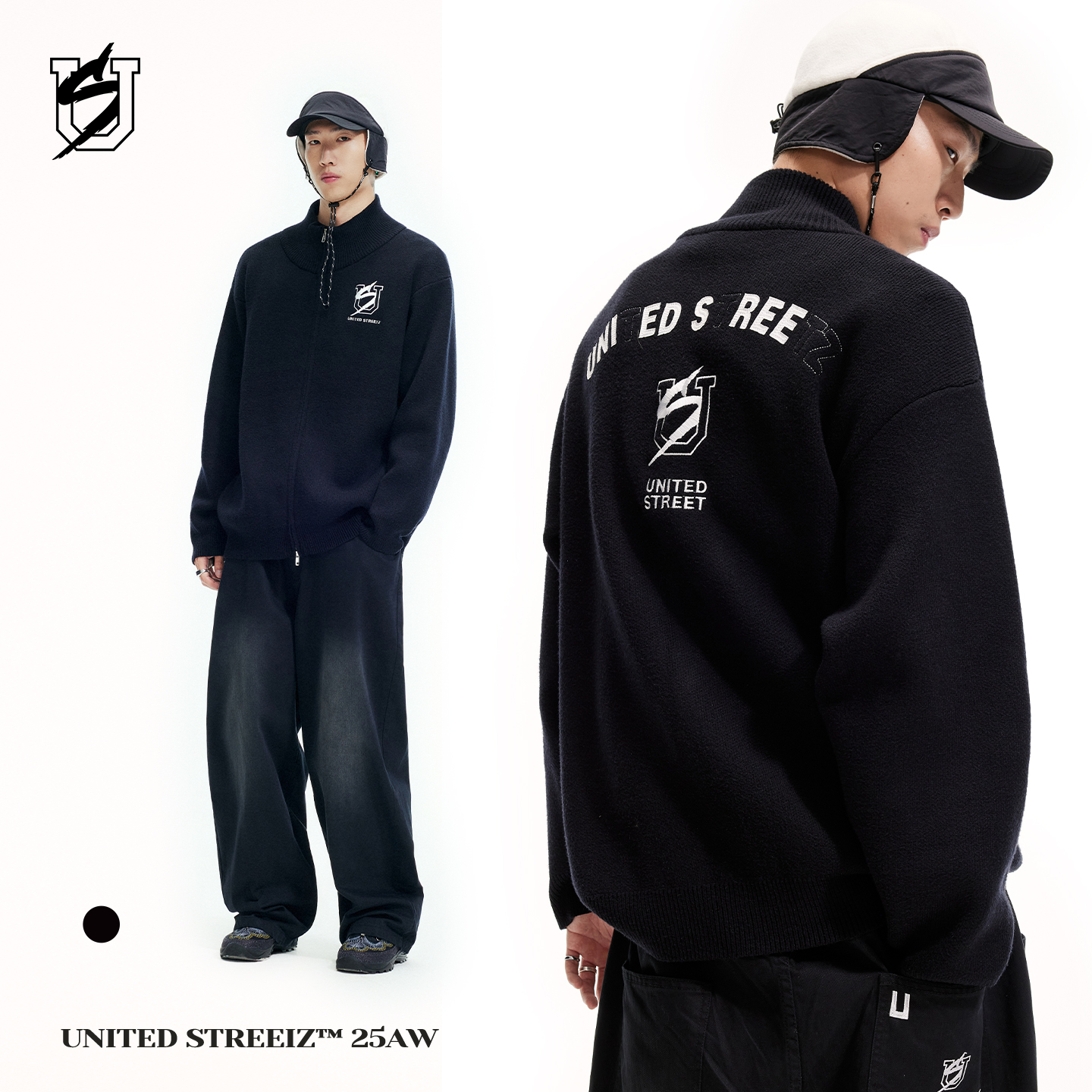 US联邦街牌刺绣毛衣男女同款