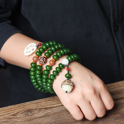 108颗青玉菩提手串佳偶天成