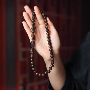 沉香木雕刻四不佛双圈手链手持新中式四勿佛手串文玩念佛珠车挂件