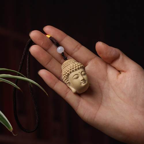 小叶黄杨木雕刻释迦摩尼如来佛头