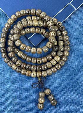 鸡翅木108颗佛珠手串老型桶珠男女款手链紫檀金丝楠木黄花梨手串