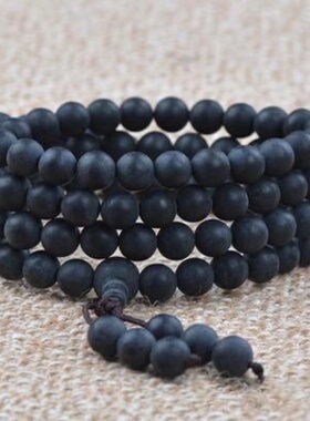 越南土沉手串螺丝纹工艺老料佛珠沉水沉香8mm108颗香手链男士手串