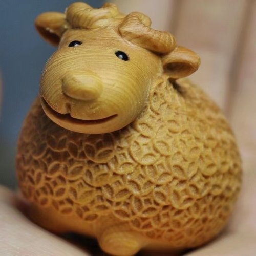 崖柏木黄杨木绵羊可爱木雕手把件雕刻挂件男女随身把玩件工艺品