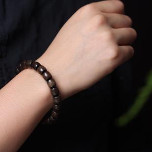 沉香木手串直切桶珠佛珠男女士情侣款 转运珠文玩沉贵宝手链柔指绕