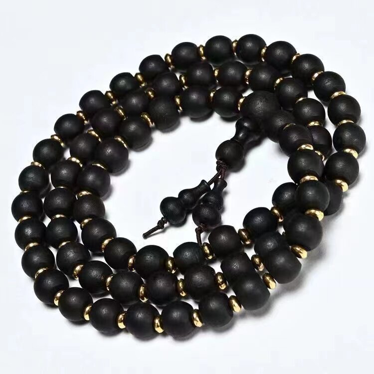 越南土沉手串螺丝纹工艺老料佛珠沉水沉香8mm108颗香手链男士饰品