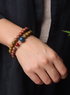 七彩敦煌双圈手串非遗古法合香珠