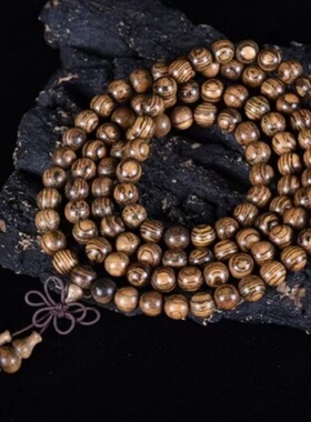 虎皮檀木佛珠手串男女款手链小叶紫檀金丝楠木黄花梨沉香文玩手串